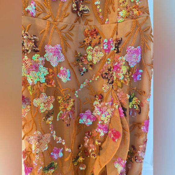 Bronx and Banco Sicilia Sequined Maxi Dress in coral multi, size S - Picture 10 of 16